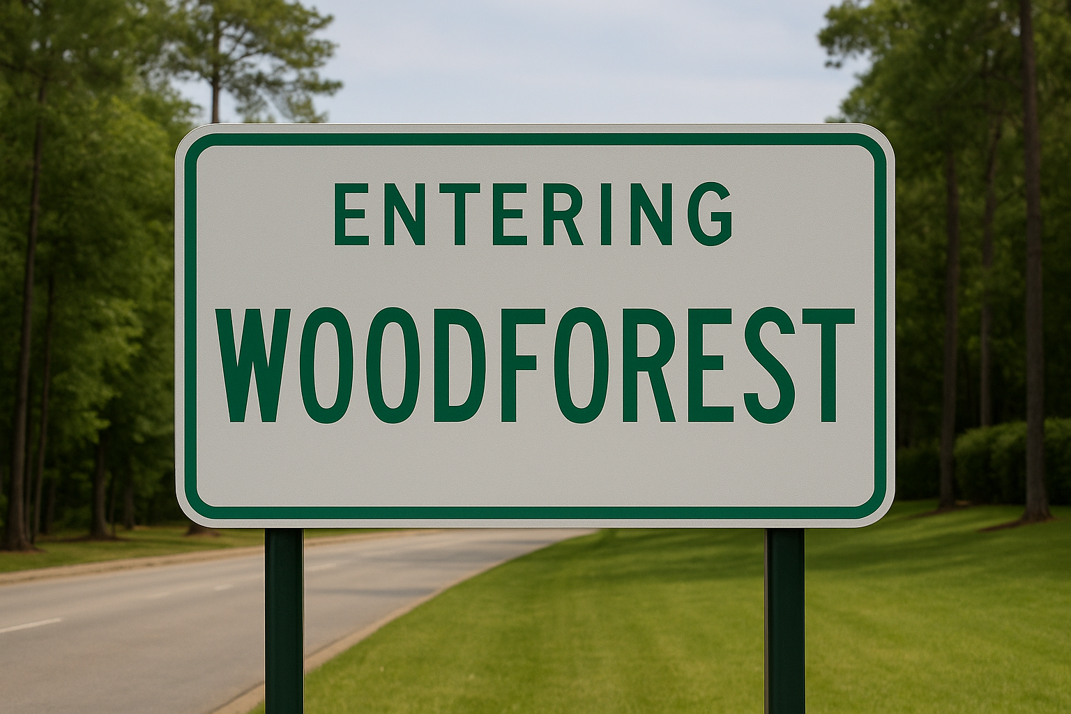 welcome to the woodforest sign